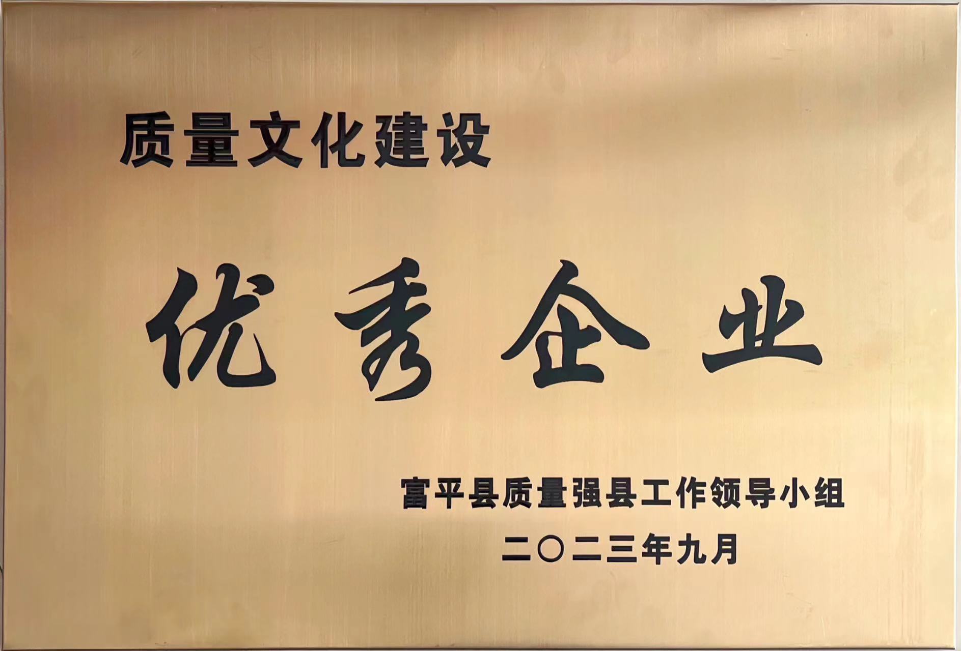 贊！富平公司喜獲富平縣“質(zhì)量文化建設(shè)優(yōu)秀企業(yè)”稱號